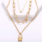 Gold-Polished Alloy Lock & Heart Multiple Chain Necklace - The Pari | Swadesiicart
