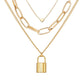 Gold-Polished Alloy Lock & Heart Multiple Chain Necklace - The Pari | Swadesiicart