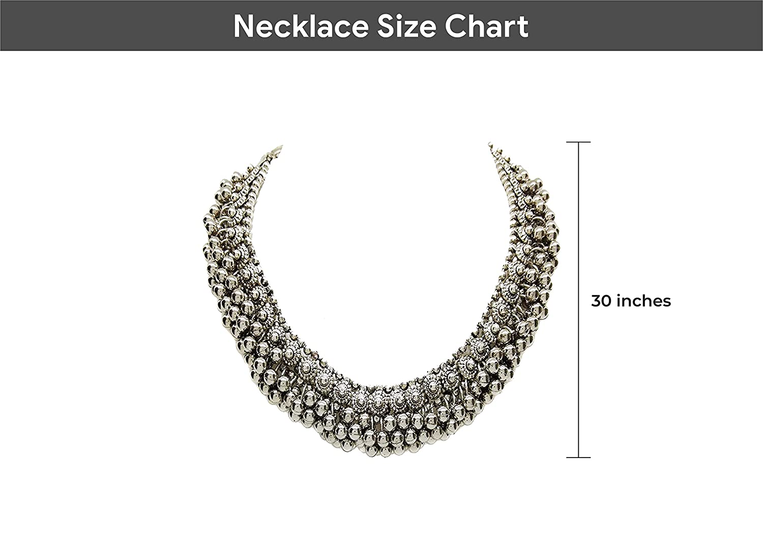 Rhodium-Plated Alloy Silver Bead Cluster Choker Necklace - The Pari | Swadesiicart