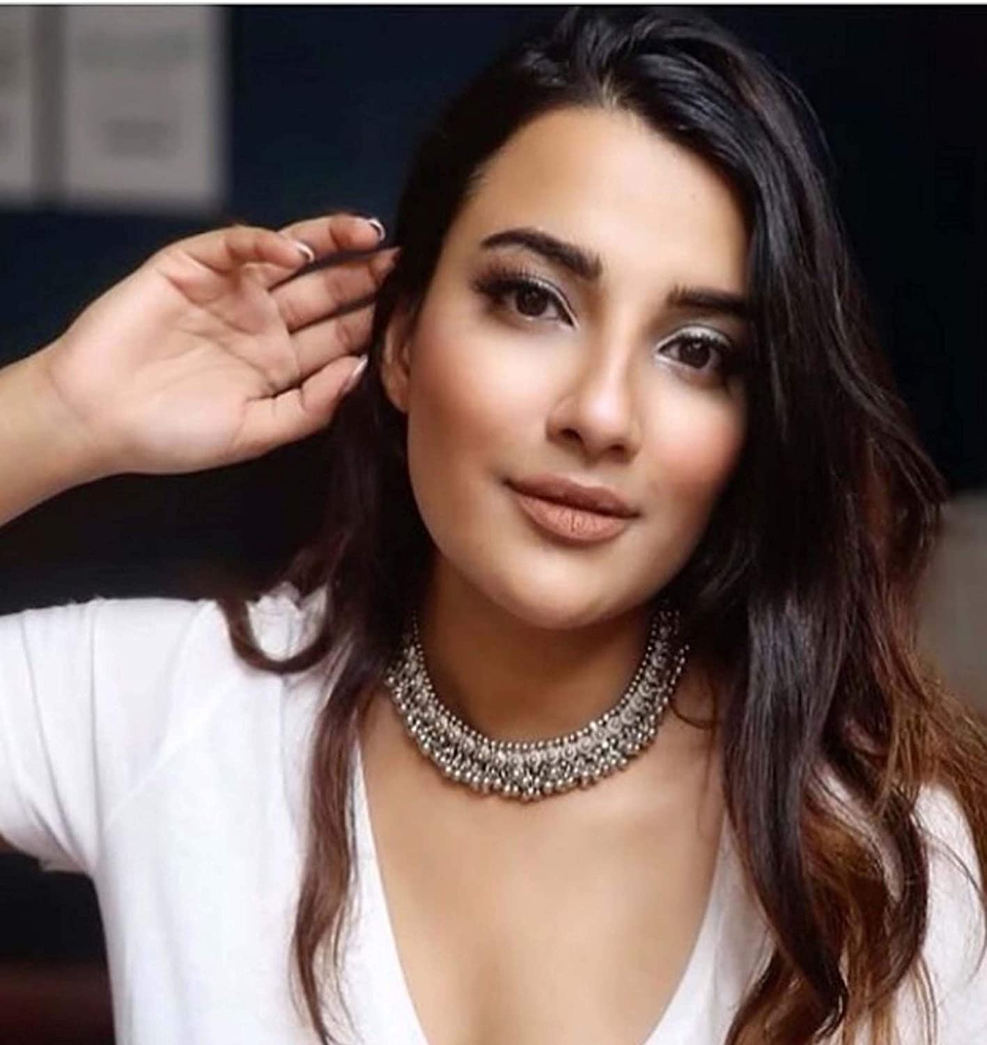 Rhodium-Plated Alloy Silver Bead Cluster Choker Necklace - The Pari | Swadesiicart