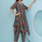 Joban Fashion Ikkat Printed Co Ord Set - Blue Red - Swadesiicart