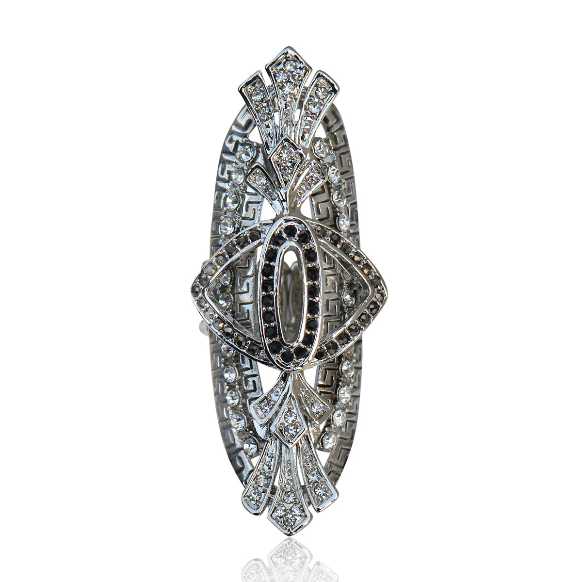 Silver-Plated Alloy Big Silver Stylish Ring - The Pari | Swadesiicart