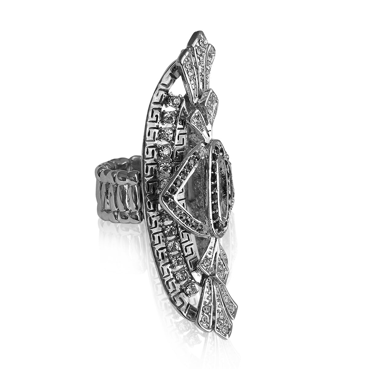 Silver-Plated Alloy Big Silver Stylish Ring - The Pari | Swadesiicart