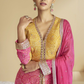 Lorenvalley Fashion Yellow and Pink Chinon Embroidery With Sequince Work Salwar Kameez Stitched | Swadesiicart
