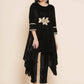 Women Republic Black Velvet Kaftaan Style Kurta With Pants | Swadesiicart