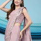 Pink Silk Satin Solid Ready to wear Saree with stitched Blouse - Satiksha | Swadesiicart