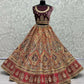 Jyoti Fashion Women's Purple Velvet Golden Gotta, Multi Thread Embroidered with Diamond Work Wedding Lehenga Choli | Swadesiicart