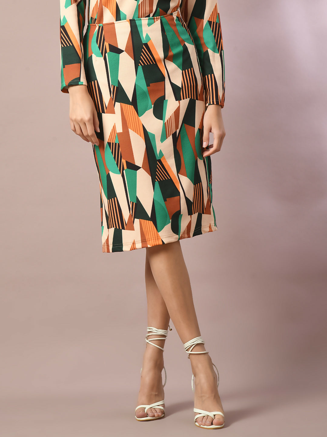 Myshka Women's Multi Printed Round Neck Party Top With Skirt Co-ord set - Swadesiicart