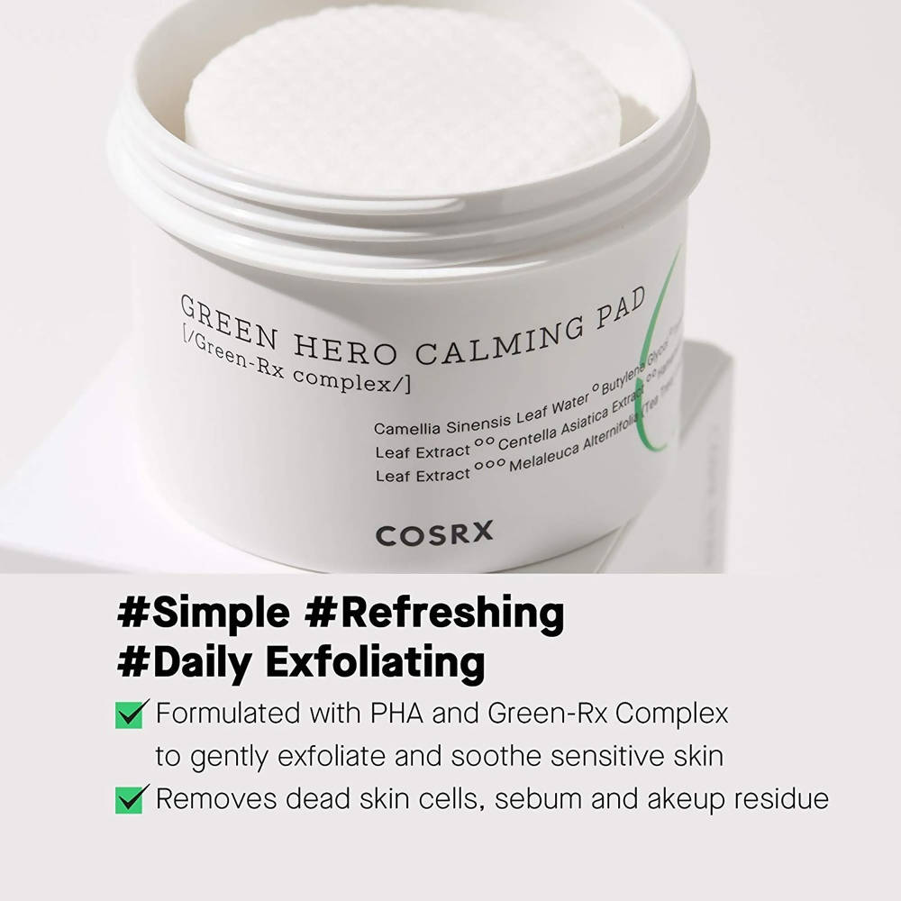 Cosrx One Step Green Hero Calming Pad - Korean Skincare | Swadesiicart