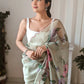 Vamsee Pinki Khatali Green Organza Saree - Swadesiicart