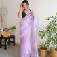 Vamsee Devika Lavender Organza Silk Saree - Swadesiicart