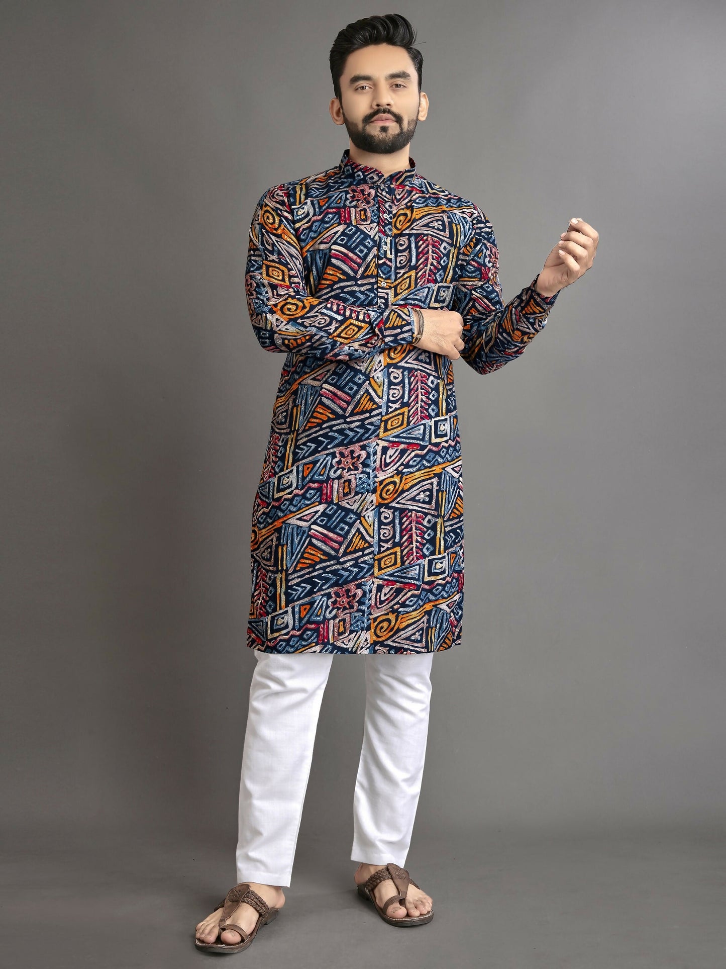 Anaita Multicolor Printed Cotton Straight Kurta