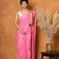 Very Much Indian Handblock Printed Cotton Saree With Natural Dyes - Pink | Swadesiicart