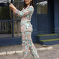 Pink & Blue Rayon Paisley Printed Top with Matching Bottom - Eesha - Swadesiicart