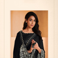 Black Satin Crepe Silk Embroidery with Digital Sequence Work Saree - Norita Helly