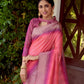 Vishnu Weaves Women's Pink South Silk Zari Woven Saree with Unstitched Blouse - Swadesiicart