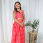 Aayaa Designer Printed Chinon Crochet Sequance Kids Lehenga Choli - Pink