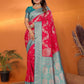 Joban Fashion Banarasi Red Woven Soft Silk Saree | Swadesiicart
