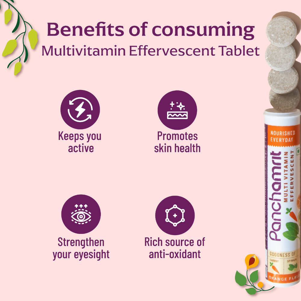 Panchamrit Multi-Vitamin Effervescent Tablets-Orange Flavor | Swadesiicart