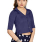 Aastha Fashion Women's Women's Navy Blue Art Silk Button Readymade Blouse