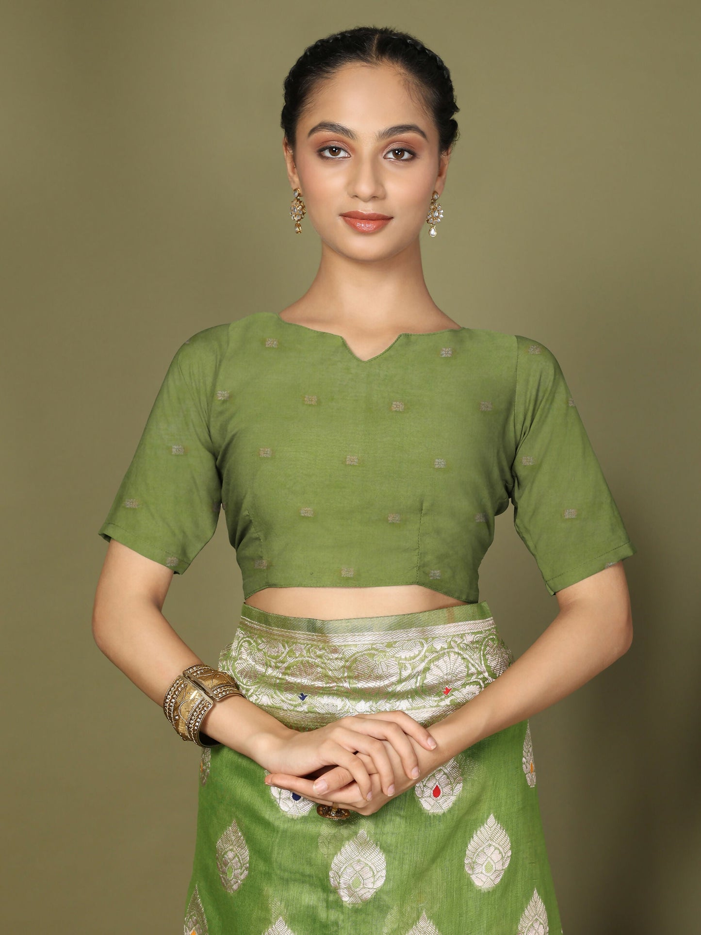 Shree Shyam Fashion Linen Cotton Green Saree