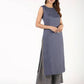 Aniyah Rayon Solid Pintucks Straight Grey Kurta (AN-154K) - Swadesiicart