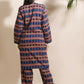 Breathables Women'S Blue Cotton Abstract Print Loungewear Co-Ord Set – Long Kurta & Pants