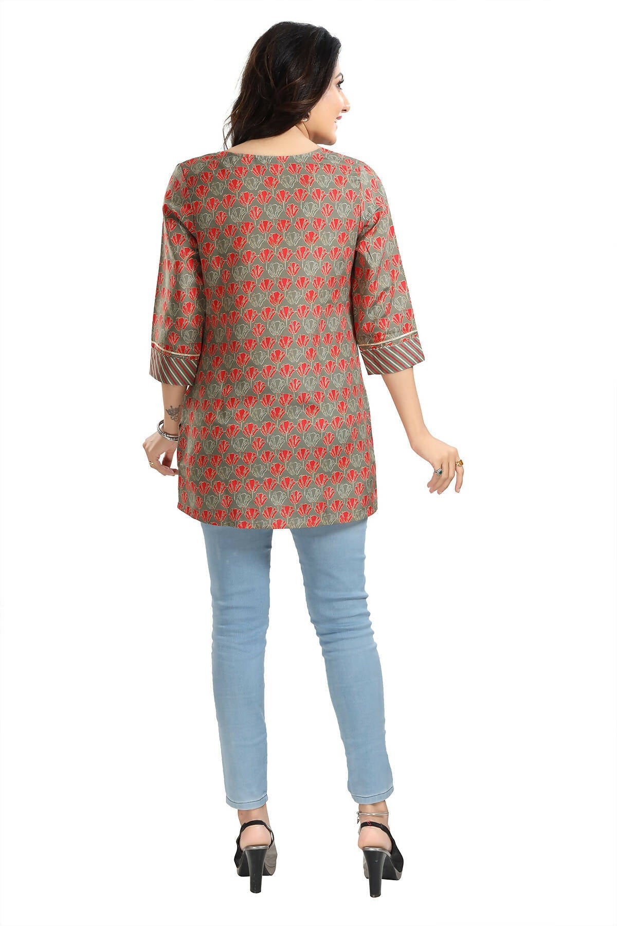 Snehal Creations Pleasant Pista Green Rayon Short Kurti Tunic Top - Swadesiicart