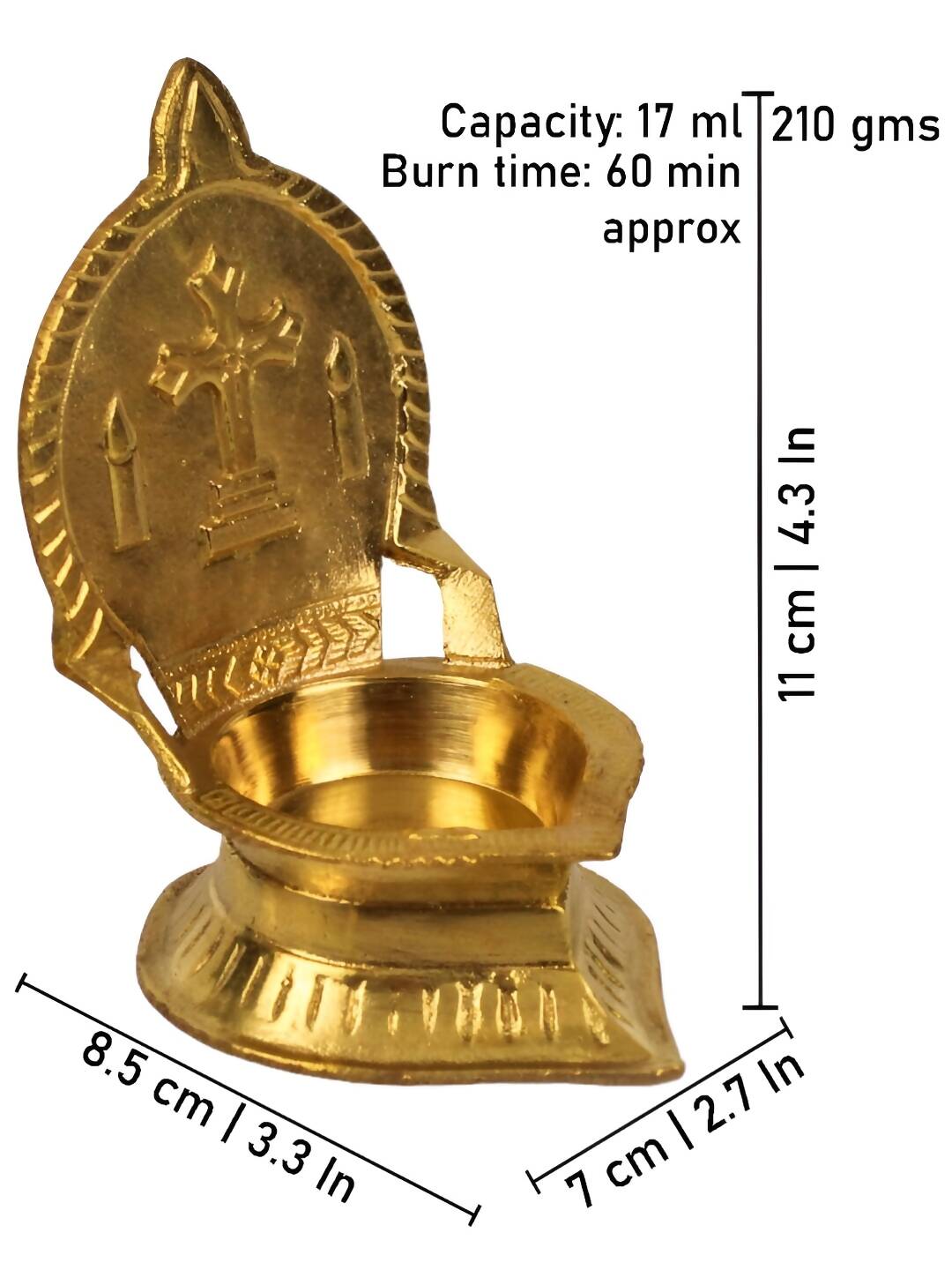 Spillbox Gold-Toned Brass Cross Diya Pooja Essential | Swadesiicart