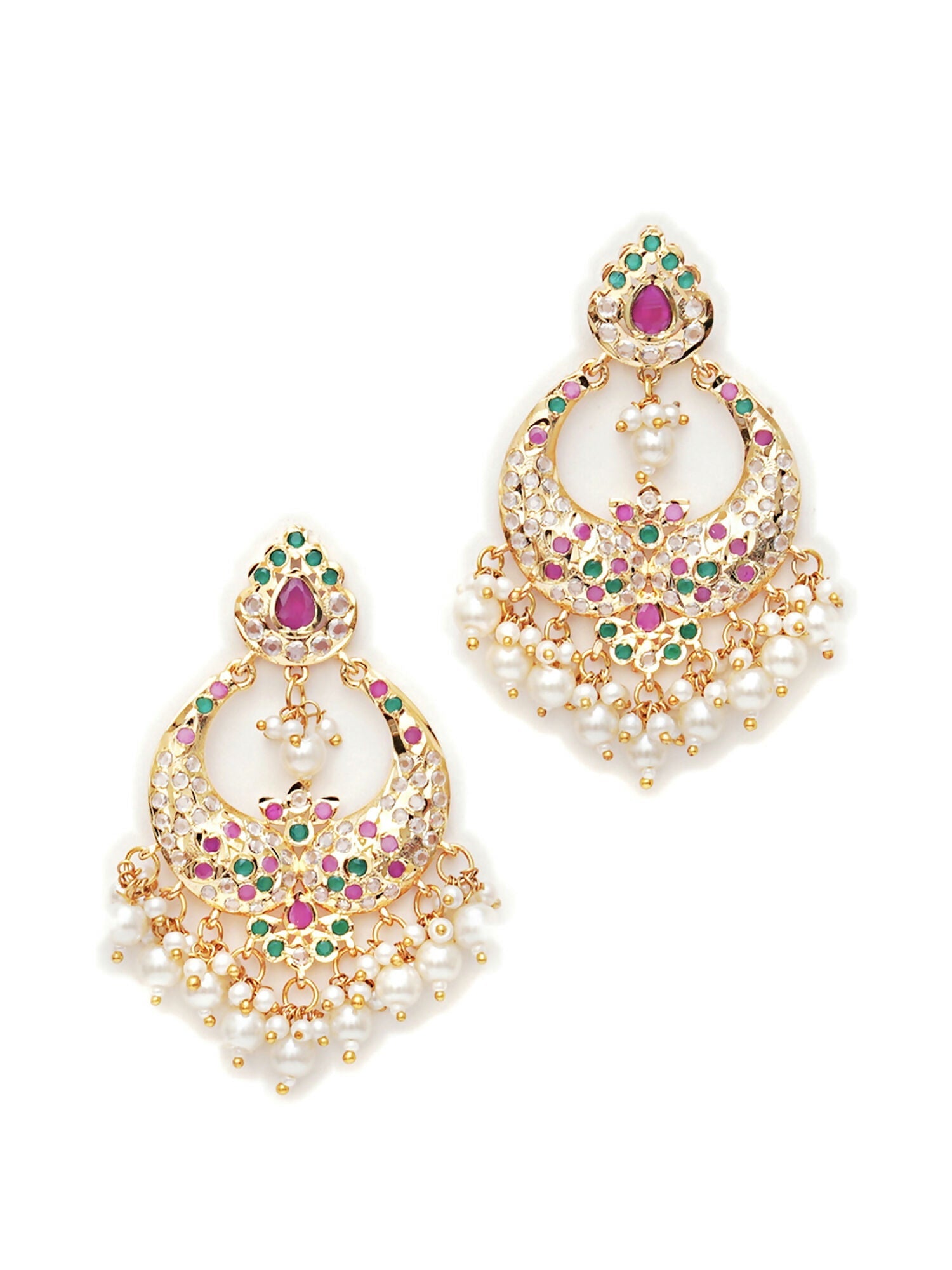 Jadau Earrings (Gold) - Ruby Raang | Swadesiicart