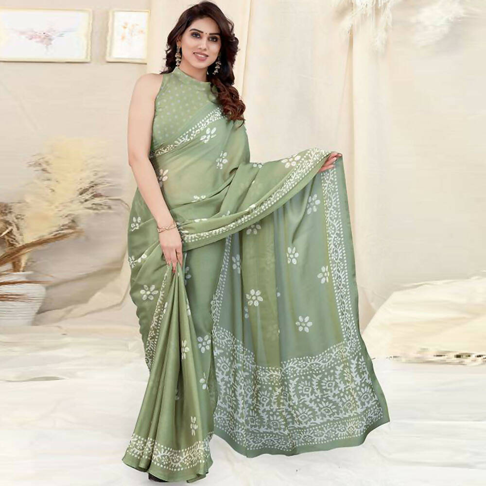 Women's Partywear Designer Pista Chinon Shiffon Fancy Saree - Dyuti | Swadesiicart