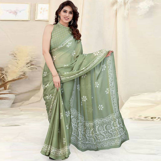 Women's Partywear Designer Pista Chinon Shiffon Fancy Saree - Dyuti | Swadesiicart