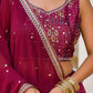 Wedding Partywear Wine Slim Georgette Lehengha Choli With Dupata - Agnidhara - Swadesiicart
