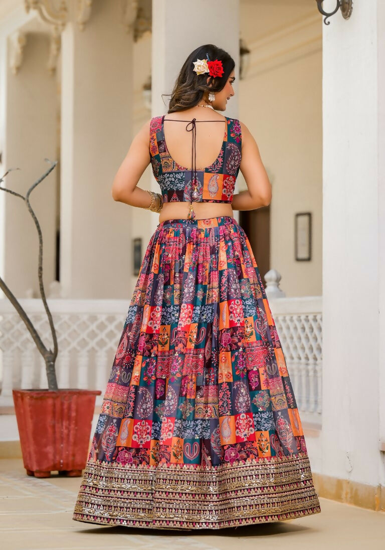 Wedding Partywear Colour Full Slim Georgette Lehengha Choli With Dupata - Agnidhara - Swadesiicart