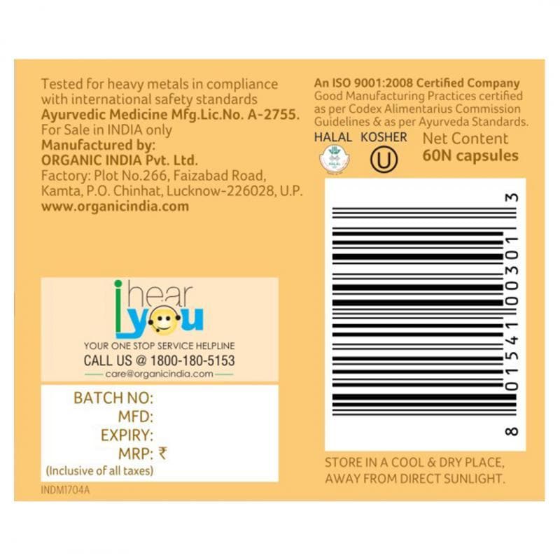 Organic India Turmeric Formula 60 Cap - Swadesiicart