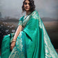 Anaita Turquoise Silk Blend Woven Saree With Blouse