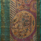 Turquoise and Burgundy Kalamkari Hand Painted Kanchipuram Silk Handloom Saree with Ramayan Theme Design - Global Threads | Swadesiicart