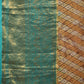 Turquoise and Burgundy Kalamkari Hand Painted Kanchipuram Silk Handloom Saree with Ramayan Theme Design - Global Threads | Swadesiicart