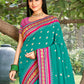 Anaita Turquoise Silk Saree With Blouse Piece