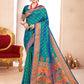 Anaita Turquoise Banarasi Saree With Blouse Piece