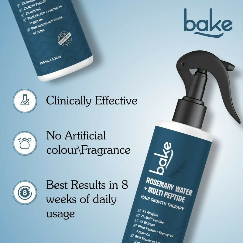 Bake Rosemary Water Hair Growth Spray With 4% Anagain, 2% Baicapil, Plant Keratin | Swadesiicart