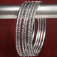 NVR Women's Set of 6 Silver-Toned German Silver Oxidised Bangles - Swadesiicart