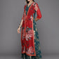 Ahalyaa Women's Green Crepe Gold Smoke Printed Dress | Swadesiicart
