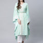 Ahalyaa Women Sea Green Crepe Printed Kaftan Kurta | Swadesiicart