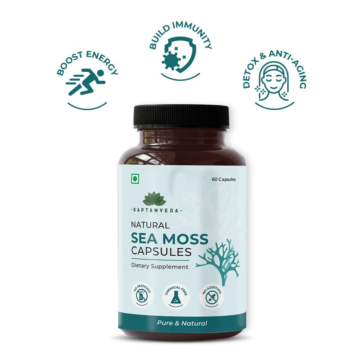 Saptamveda Irish Sea Moss 500mg Capsules - Swadesiicart
