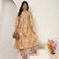 Jyoti Fashion Women's Beige Chanderi Silk Floral Print with Side Pocket Kurtis & Sets | Swadesiicart