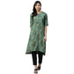 Anubhutee Women's Rayon Regular Floral Printed A-Line Green Kurta with Trousers | Swadesiicart