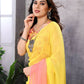 Partywear Designer Yellow & Pink Georgette Fancy Saree - Satrangi | Swadesiicart