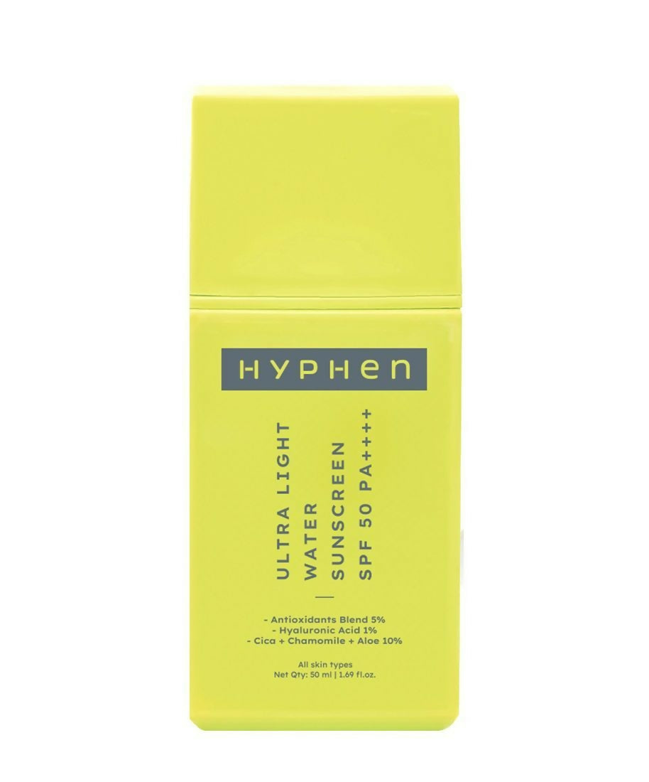 Hyphen By Kriti Sanon Ultra Light Water Sunscreen SPF 50 PA++++ UVA-UVB & Blue Light Protection, No White Cast, For Men & Women | Swadesiicart