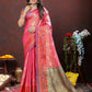 Lorenvalley Fashion Pink Kanjivaram Silk Woven Design with Zari Weaving Saree - Swadesiicart